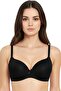 Women's Black Ribbed Fabric Underwire Non-Padded Bra
