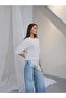 Women's Ecru Lace Detailed Basic T-Shirt Oversize Fit Stylish Blouse Daily Combination Premium Design - 4