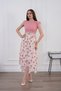 Women's Dusty Rose Belt Detailed Polka Dot Tulle Skirted Stylish Midi Dress Lined Loose Cut Event Dress - 5
