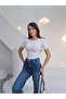 Women's White Basic T-Shirt Slim Fit Lycra Stretchy Body Casual Stylish Combination Complementary Blouse - 2