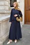 Double Navy Blue Suit with Stitched Skirt - 4
