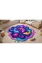 Sdt Neon Colorful Koi Fish and Lotus Pattern Orange Blue Woven Base Decorative Carpet Sdt855 - 2