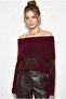 Women's Burgundy Brown Madonna Collar Diamond Patterned Knitwear Sweater 20251082 - 2