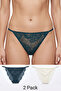Women's Lace Underwear Panty 2pcs with Waist String Elastic - 3