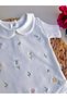Minimal Floral Embroidered Short Sleeve Snap Fastener Baby Bodysuit - 6
