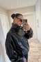 Women's Zr Model Lightweight Shiny Soft Textured Stand Collar Leather Jacket - 3