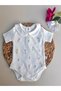 Minimal Floral Embroidered Short Sleeve Snap Fastener Baby Bodysuit - 5