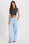 Women's slim fit polka dot crew neck black crop top - 2