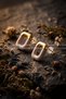 Beige & Gold Color Geometric Hoop Earrings – Modern Design, Stylish & Suitable for Daily Wear, Lightweight & Durable Women's Accessory Jewelry Model - 4