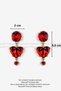 Red Heart Stone Dangle Earrings – Gold Color Detail, Shiny and Stylish Design, Romantic Women's Accessory for Special Occasions and Events, Jewelry Store Model - 2