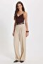 Women's Slim Fit V-Neck Strappy Brown Blouse - 3