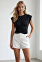 Black Crew Neck Drape Detailed Padded Sandy Blouse Alc-X15485 - 5