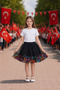 Girl's Black Tulle Skirt with Colorful Stripe Detail – Ages 5-13 - 2