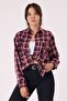 Women's Burgundy Plaid Shirt Regular Fit Lumberjack Shirt - 5