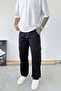 Black White Stitching Cargo Baggy Pants - 2