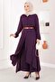Buttoned Aerobin Hijab Double Set in Plum