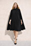 Women's Relax Fit Basic Sleeveless Black Cashmere Coat Poncho - 3