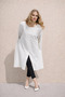 Women's Relax Fit Basic Sleeveless White Cashmere Coat Poncho - 2