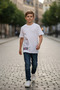 Boy's Oversize T-Shirt – Printed Modern Design Relaxed Fit Casual Basic T-Shirt