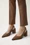 Women's Bitter Brown 7 Centimeter Heel Pointed Toe Women's Classic Leather Heeled Shoes Non-Slip Sole - 7