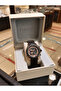 Function 43 mm Men's Wristwatch Matte Black Case Brown Detailed Dial Leather Band Multifunctional Quartz Watch - 6