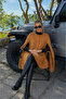 Women's Sleeveless Loose Buttoned Brown Cashmere Coat Poncho - 4
