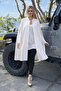 Women's Sleeveless Loose Buttoned White Cashmere Coat Poncho - 3