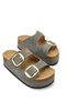 Adara Amara Women's Double Buckle Slippers 0012701 Khaki