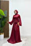 Spanish Style Satin Hijab Evening Dress with Side Train - 3