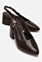 Women's Open-Back Pointed-Toe Heeled Sandals Brown Yanki̇