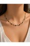 Navy Blue Stone Detailed Gold Color Elegant Necklace – Stylish and Eye-Catching Design - 2