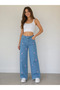 32004-26 Girls/Young Girls Heart Printed Wide Leg Jeans Comfortable Fit Casual Jeans - 3