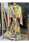 Muslin Kimono 100% Cotton Cactus Patterned Jacquard Bathrobe Kaftan Dressing Gown Neon Green - 7