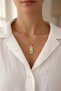 Women's Lucky Necklace Gold Color Steel Evil Eye Clover Figured Zircon Stone Gift - 2