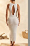 Women's Basic Long Beach Style Knitwear Dress with Back Detail - 5