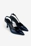 Women's Navy Blue Patent Leather Pointed Toe Heeled Stiletto Shoes