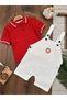 Sailor Linen Salopet Polo Collar Short Sleeve Combed Cotton Summer Baby Boy Set - 3