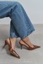 Mehru Taba Patent Leather Belt Detail Pointed Toe Women's Heeled Shoes - 3