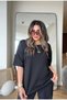 Oversize Wide Collar T-Shirt with Lace Detailing on the Back