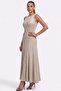 Sleeveless A-Line Long Summer Stitched Midi Beige Dress Rf0676 - 5