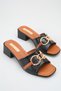 S140 Stylish Women's Short Heeled Slippers with Chain Accessory Detail
