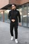 Slim Fit Diver Fabric Zippered Men's Tracksuit Set V Print - 2