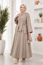Women's Asymmetrical Gold Buttoned Hijab Skirt & Jacket Set Sb0027 - 4