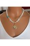 Real Selenite Natural Stone Necklace Sea Shell Gold Detailed Handmade Women's Necklace