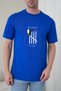 Men's Minimalist Burning Match Illustration Round Neck Cobalt Blue T-Shirt - 3