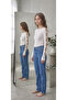Women's White Special Cut Ribbed Slit Sleeve Design Blouse - 5