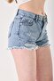Modern Cut High Waist Tassel Hem Denim Shorts - 5