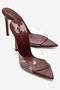 Women's Pointed Toe Thin Heeled Transparent Strap Slippers Sona Burgundy Patent Leather