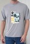 Men's Surf and Palm Tree Printed California Themed Round Neck Gray T-Shirt - 3