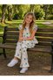 Floral Patterned Wrinkled Girl's Suit 4-10 Years Old I Floral Patterned Suit I Two-Piece Suit I Girl's Suit - 6